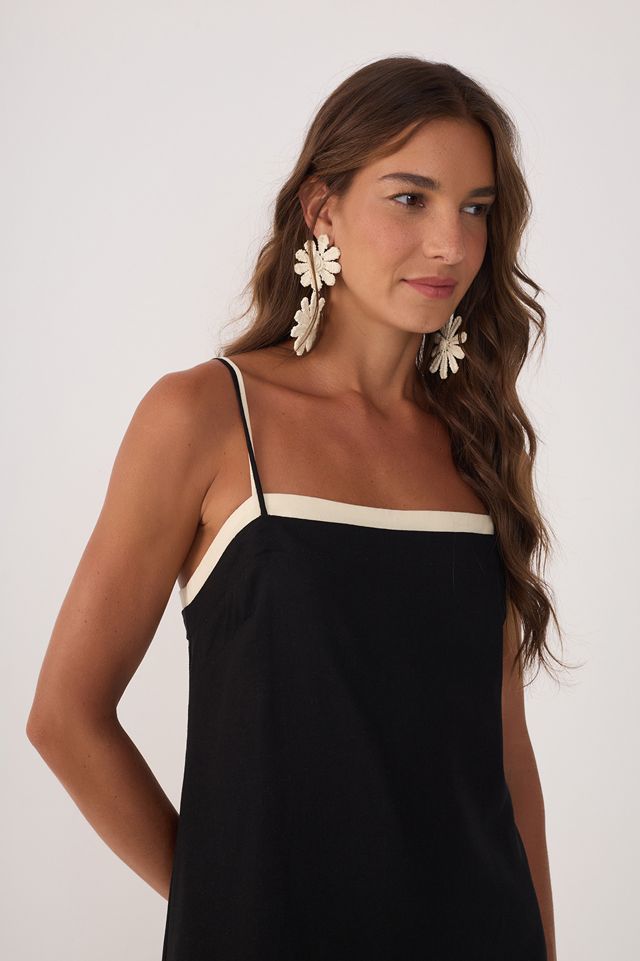 Black Square Neck Sleeveless Mini Dress