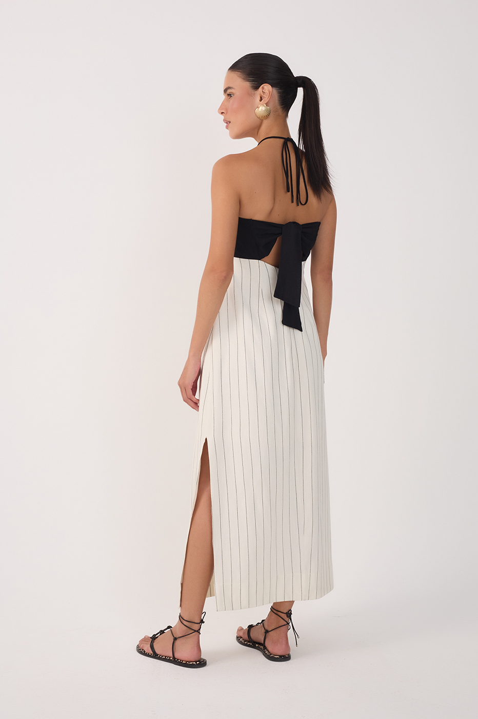 Off-White Stripes Side Slits Midi Dress