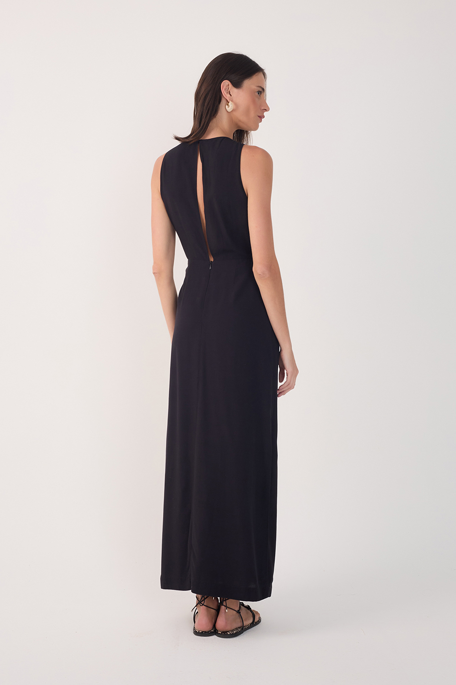 Black Cut-Out Bodice Side Slits Maxi Dress