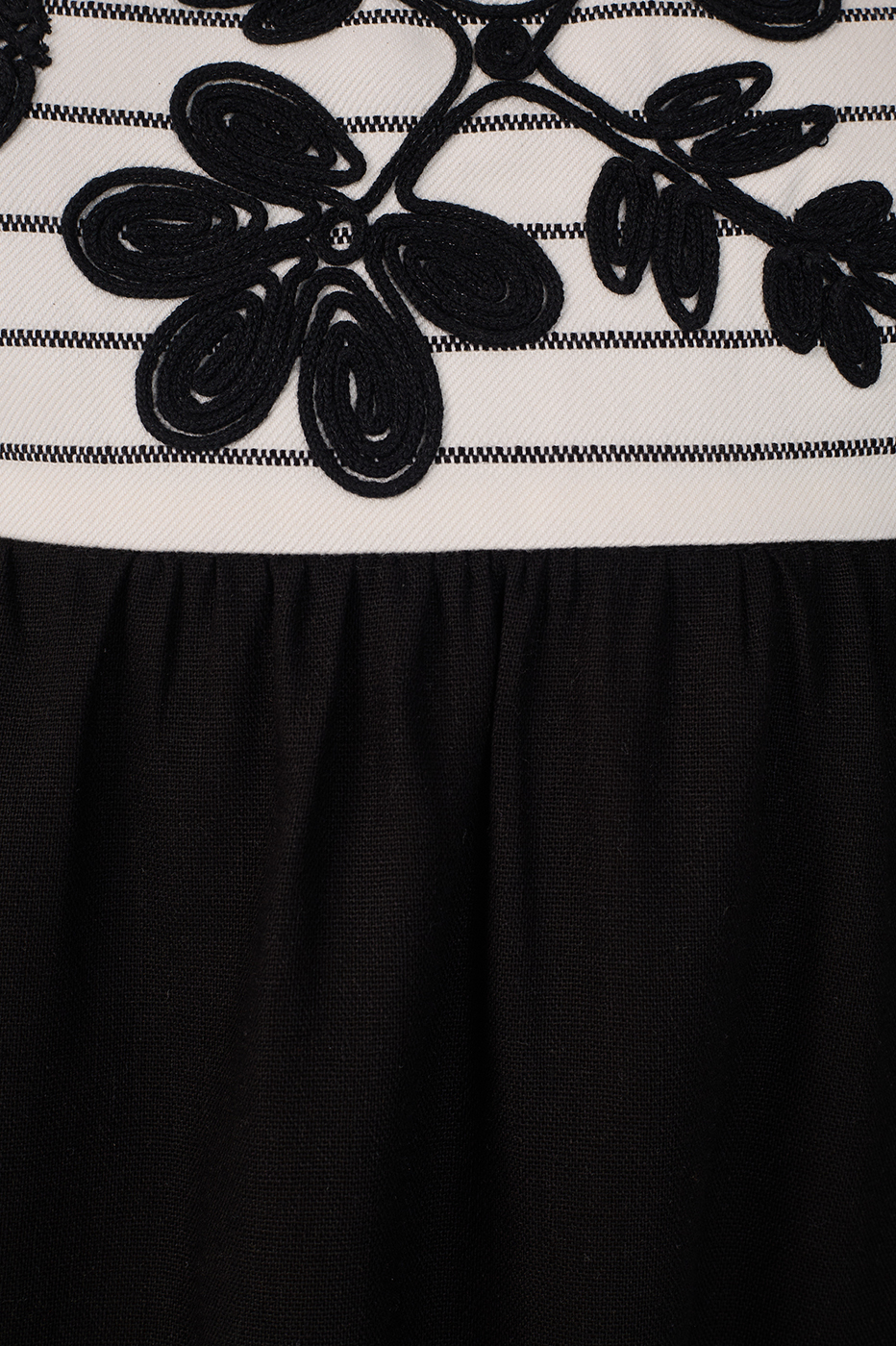 Black Embroidered Puff Sleeve Mini Dress