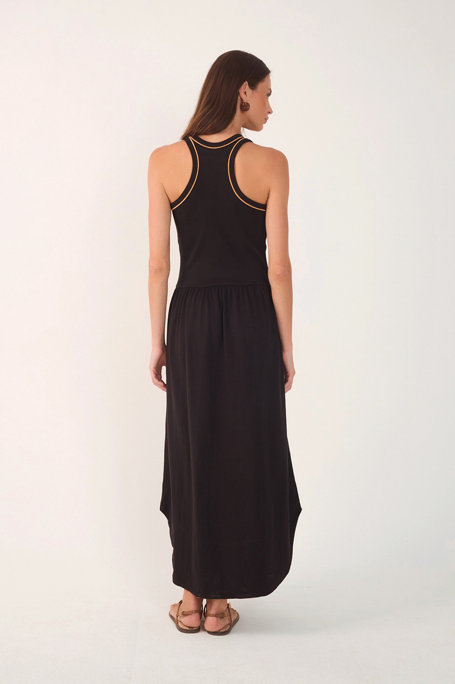 Black Embroidered Coqueiros Maxi Dress