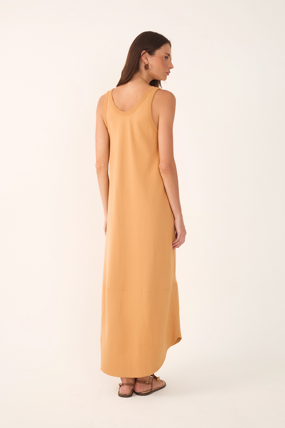 Beige Veraneio Embroidered Cotton Maxi Dress