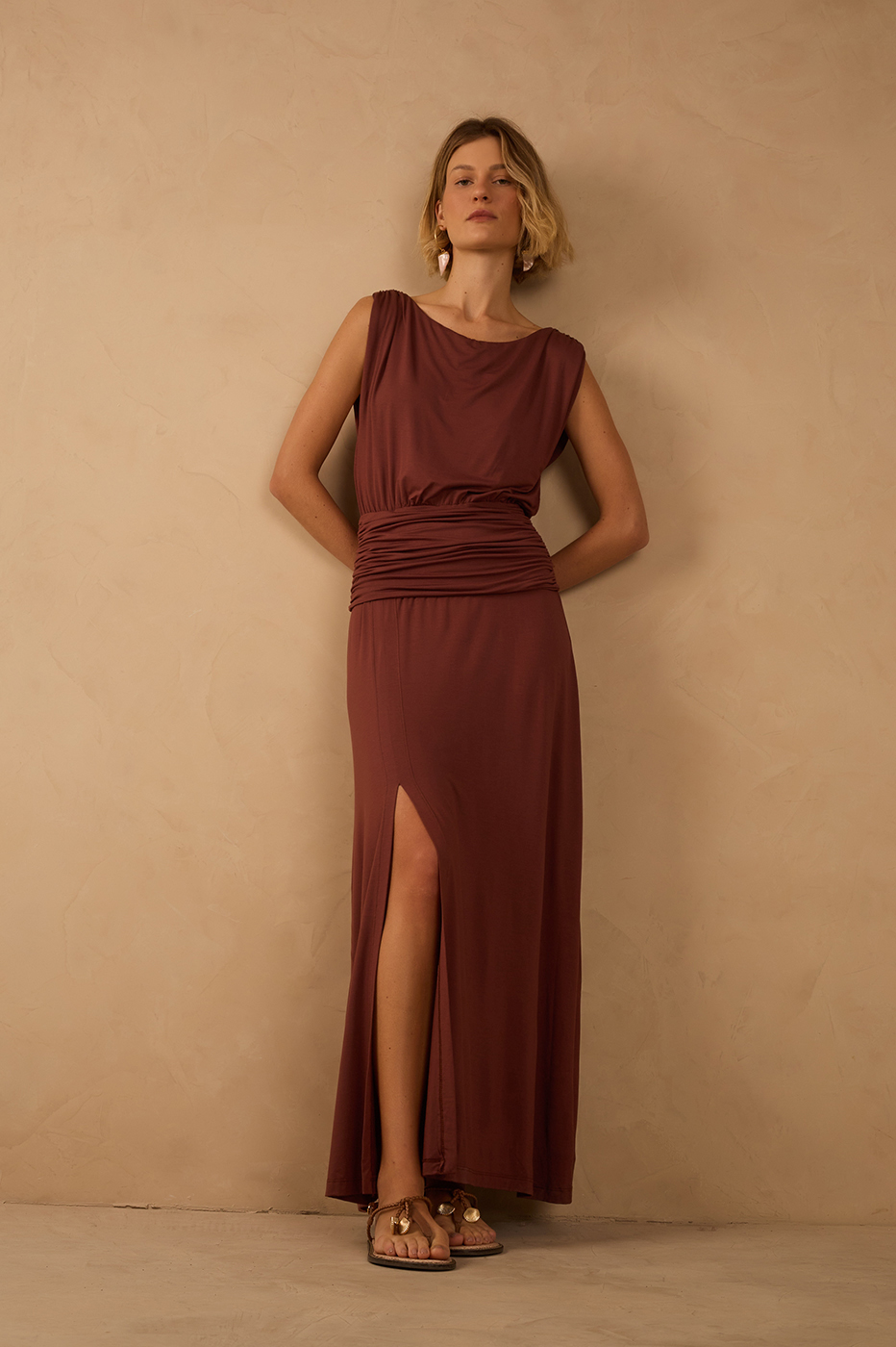 Yoke Shirred Dress