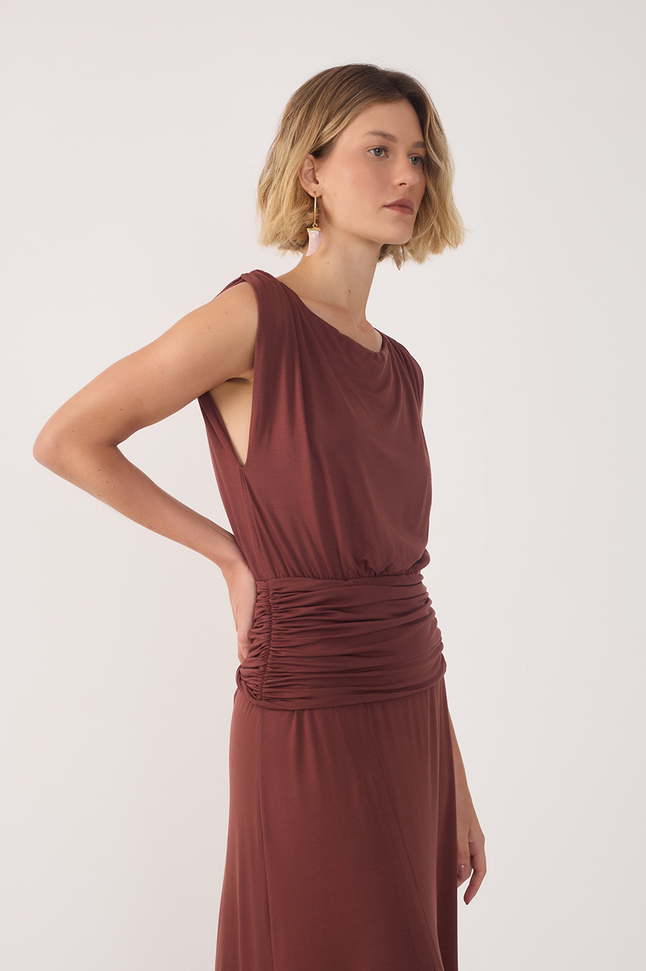 Yoke Shirred Dress