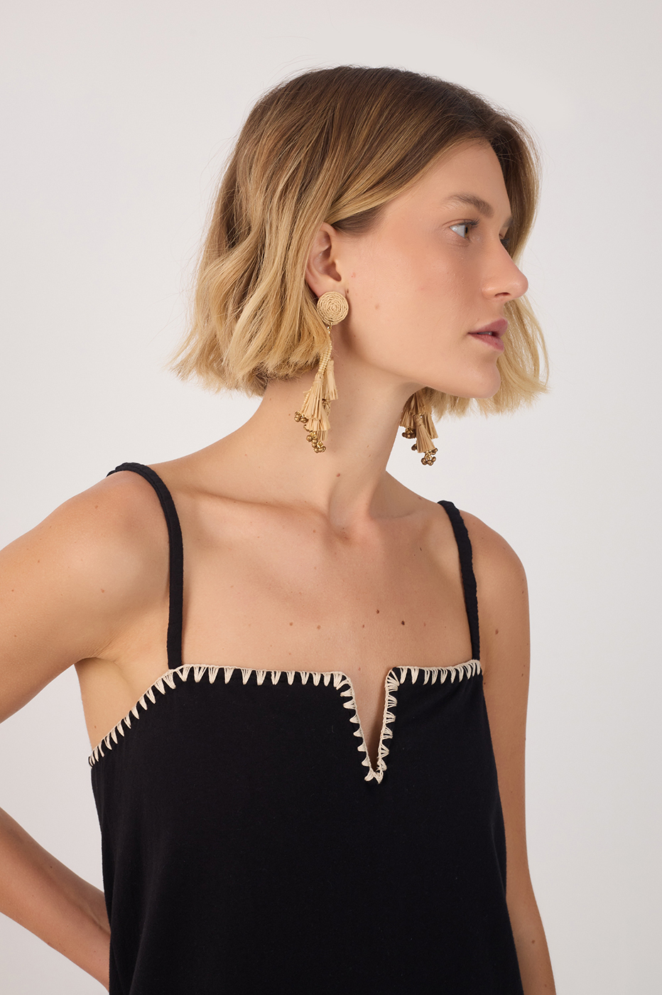 Black Embroidered Side Slits Maxi Dress