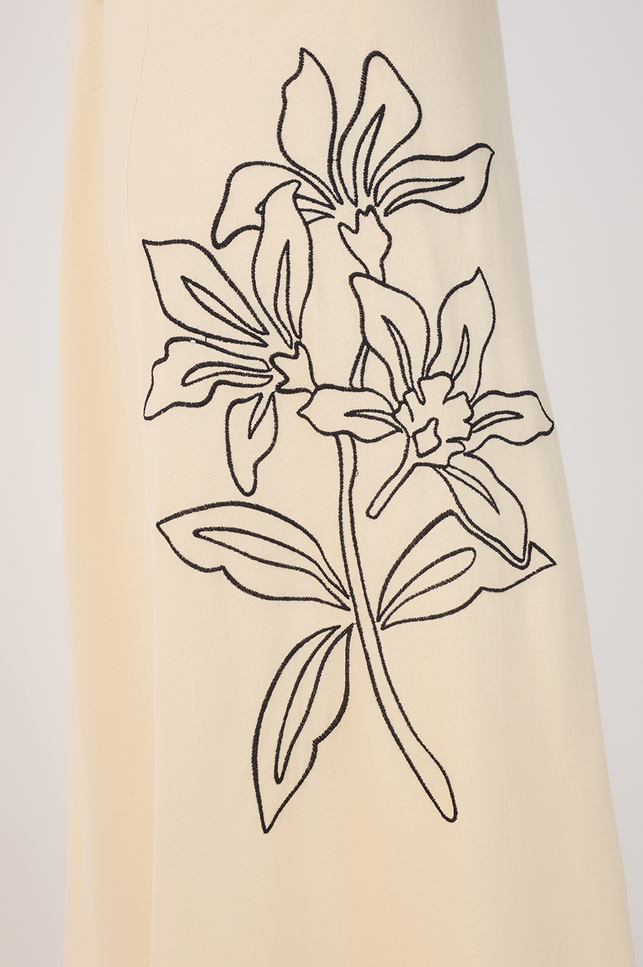 CROPPED LINEN FLORAL EMBROIDERED DRESS