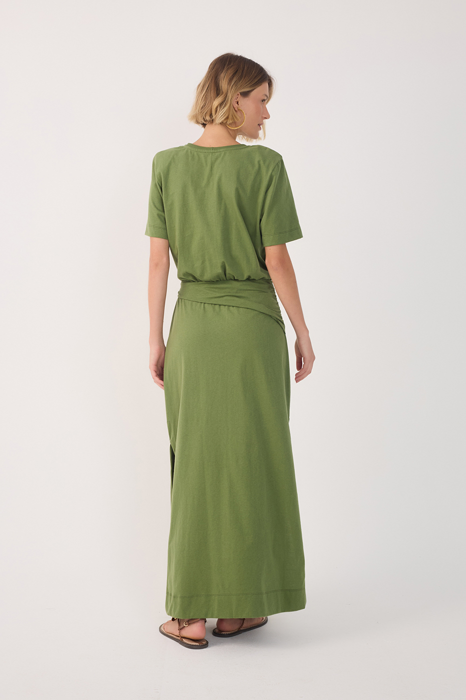 Green Coco Short Sleeve Wrap Maxi Dress