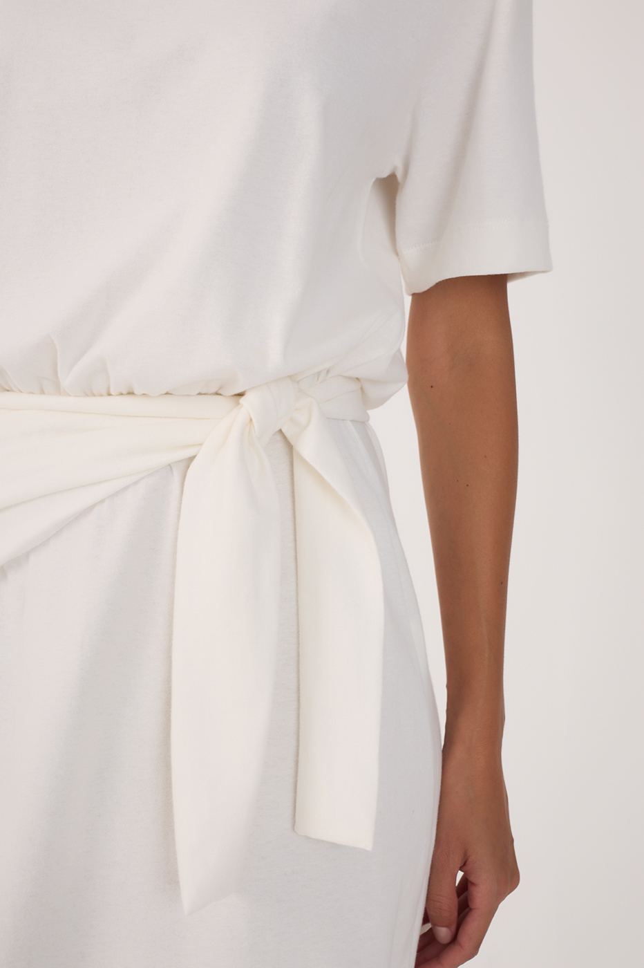 Off-White Short Sleeve Wrap Maxi Dress