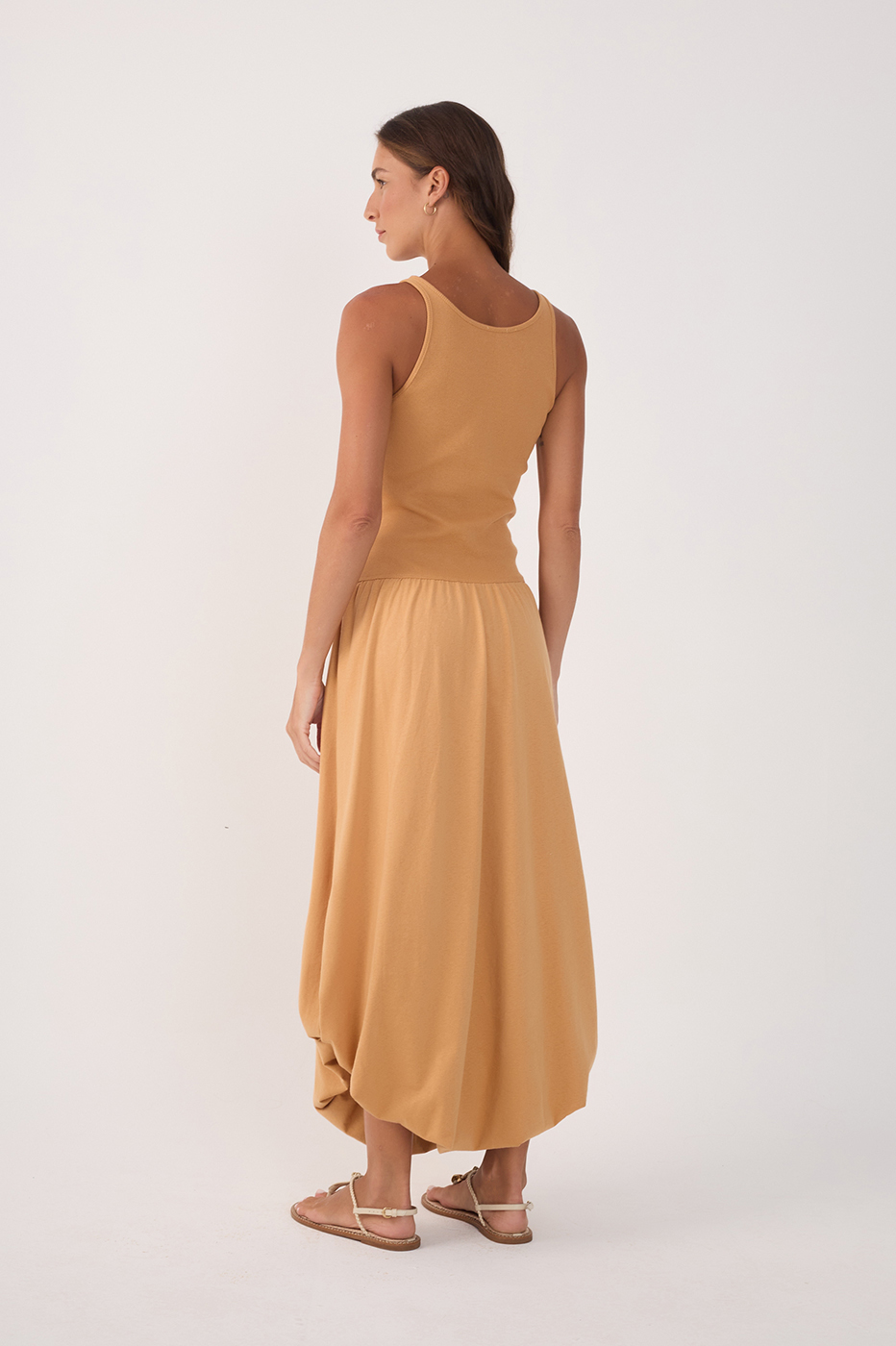 Beige Tank Top Balloon Maxi Dress