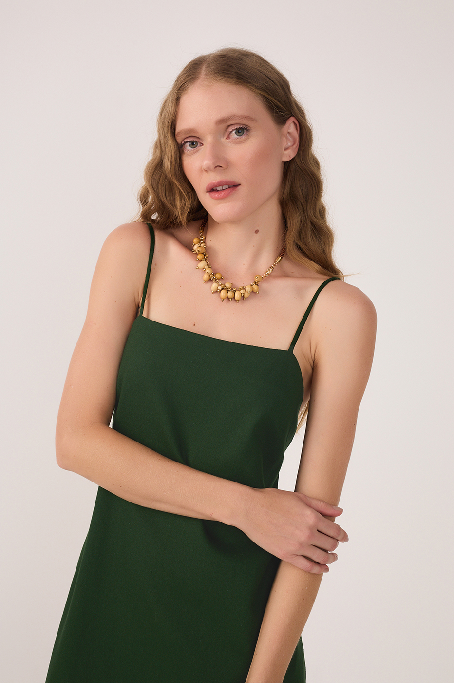 Green Sleeveless Linen Mini Dress