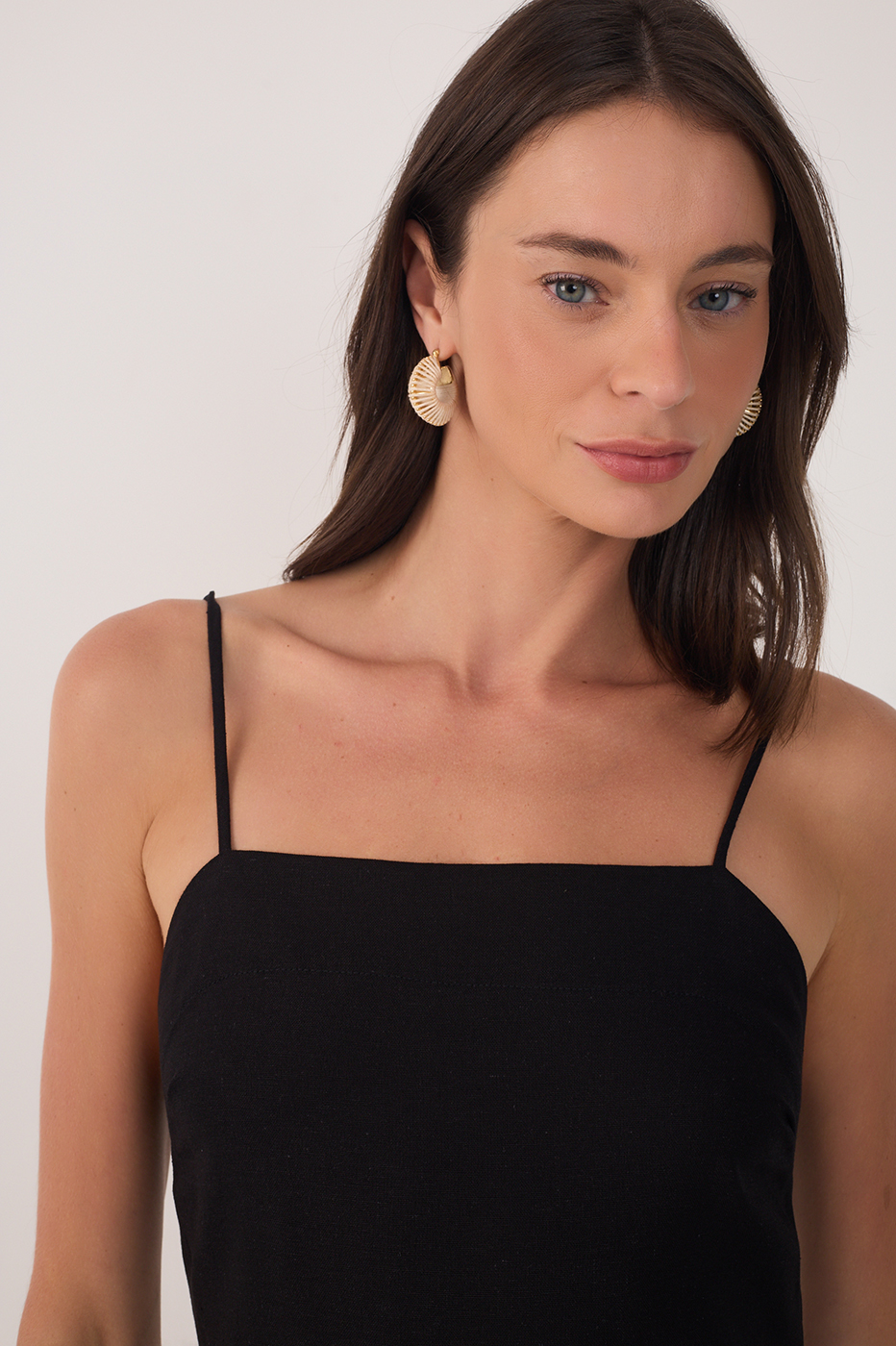 Black Sleeveless Linen Mini Dress
