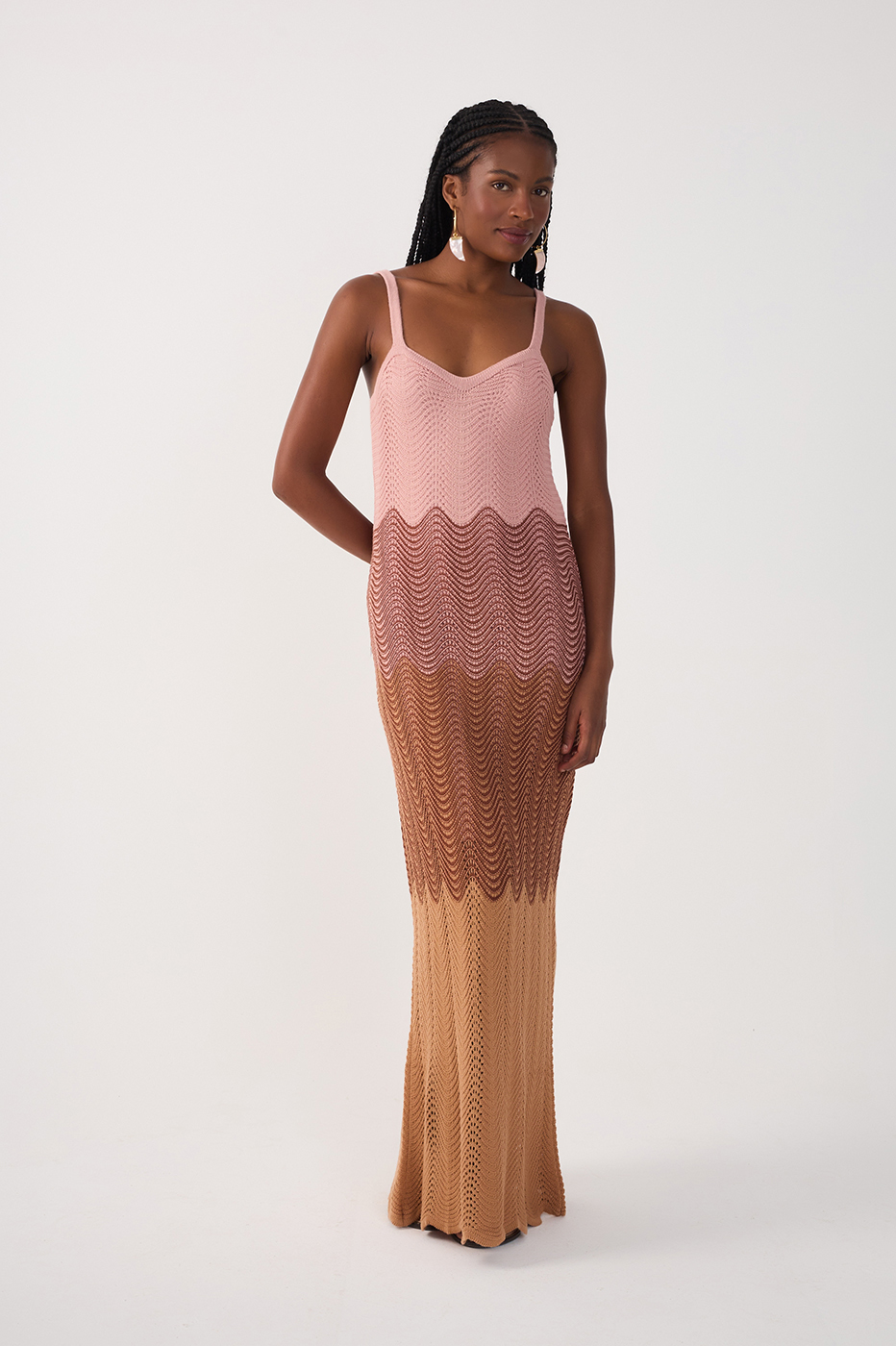 Multicolor Sleeveless Tricot Maxi Dress