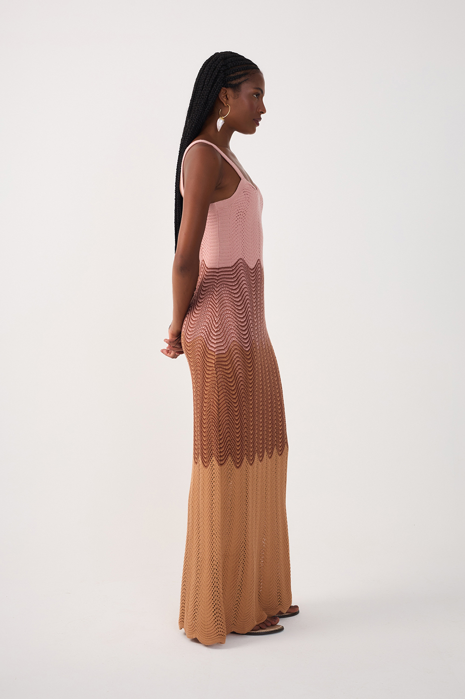 Multicolor Sleeveless Tricot Maxi Dress