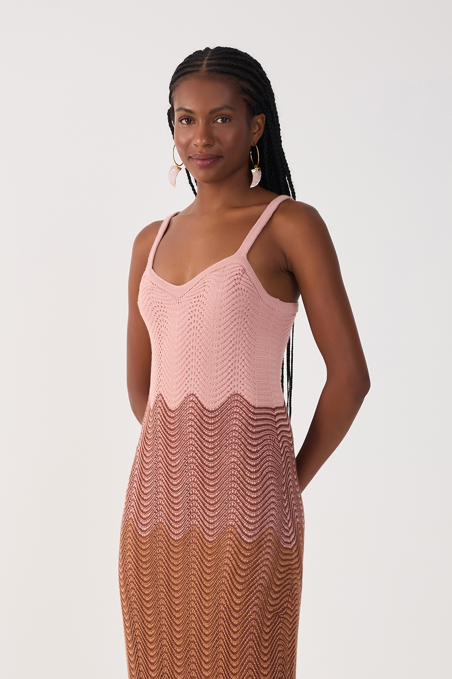 Multicolor Sleeveless Tricot Maxi Dress