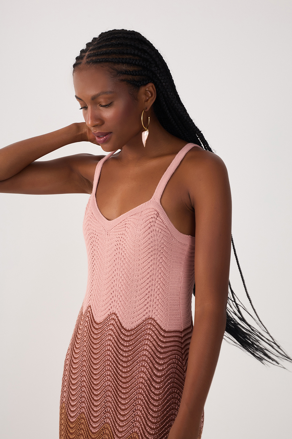 Multicolor Sleeveless Tricot Maxi Dress