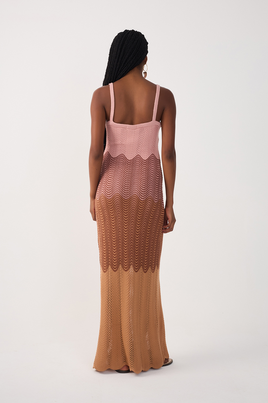 Multicolor Sleeveless Tricot Maxi Dress