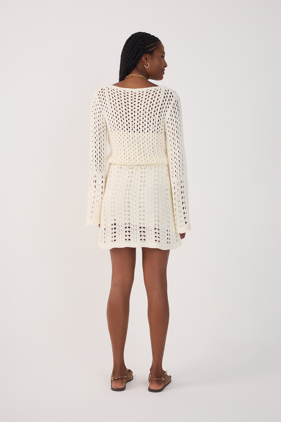 Off-White Long Sleeve Tricot Mini Dress