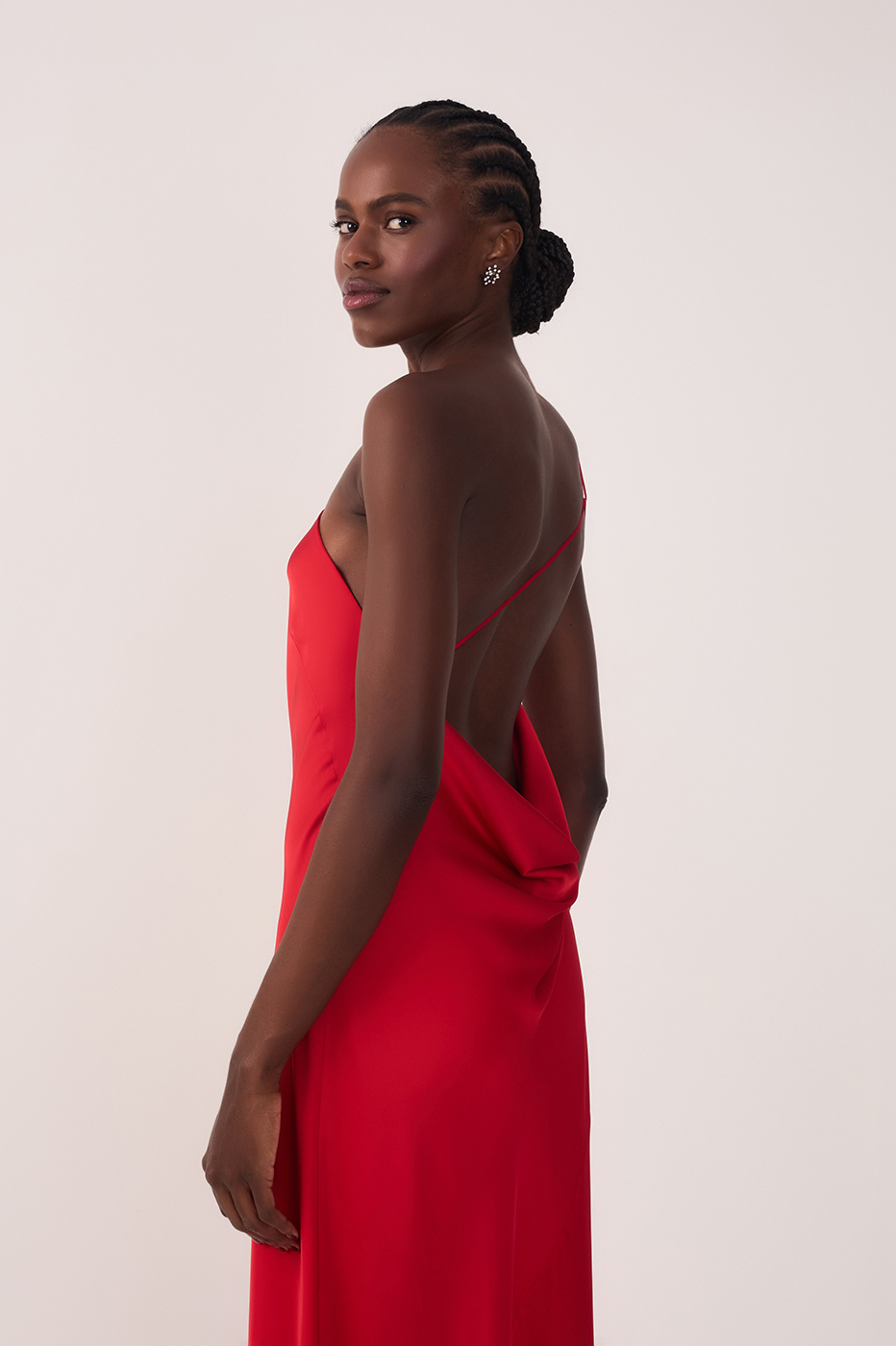 Satin Cowl Neck Dress