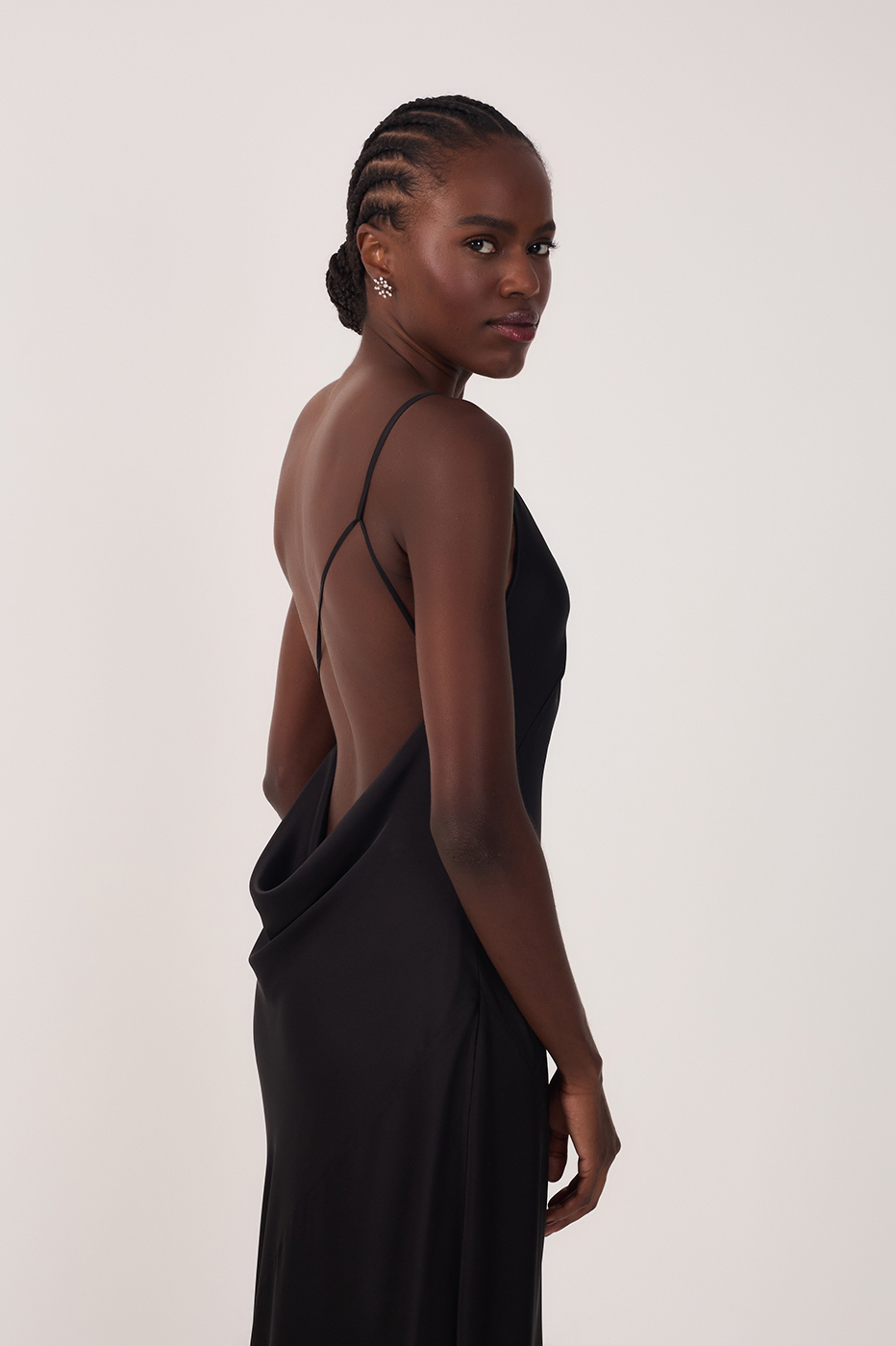 Satin Cowl Neck Dress
