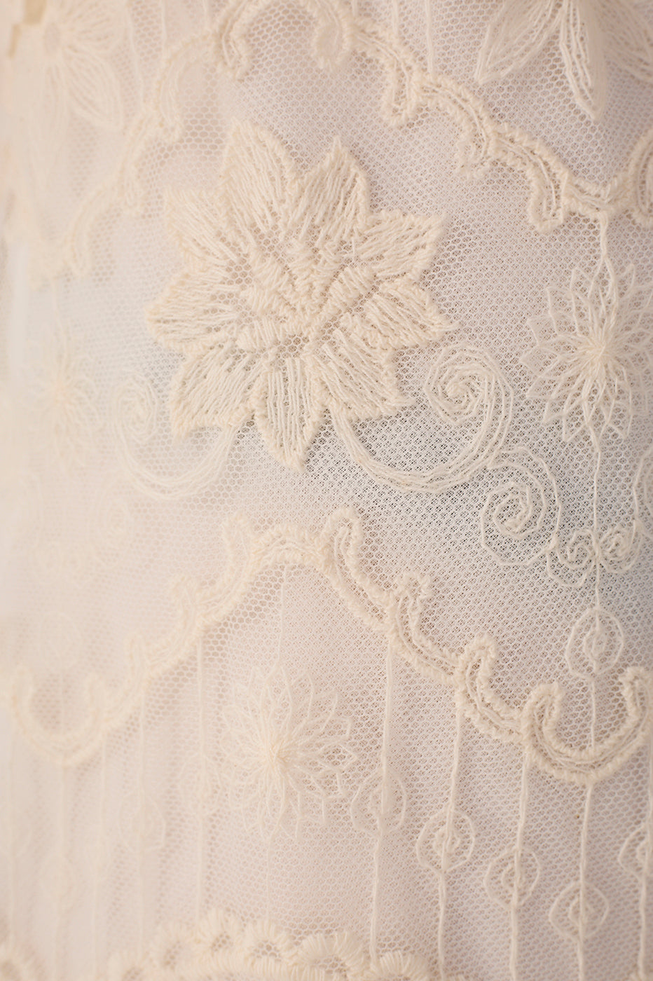 Off-White Ruffled Lace Mini Dress