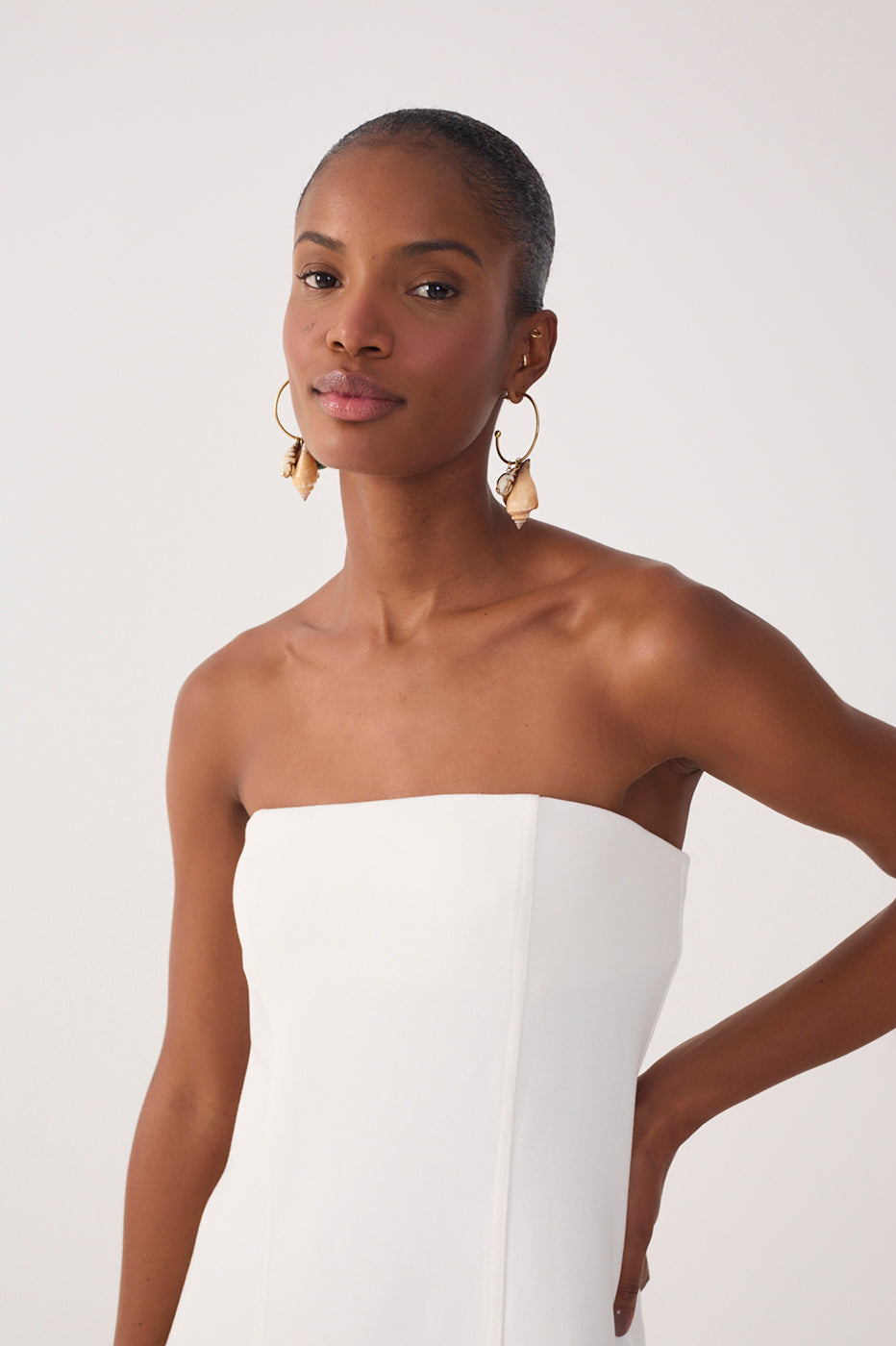 Off-White Lace Strapless Maxi Dress