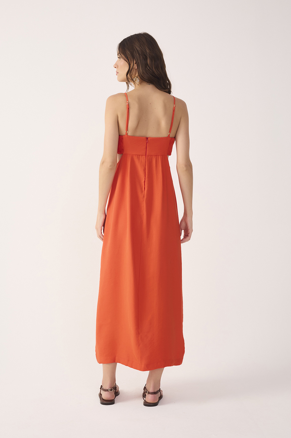 Red Side Cut-Out Wrap Midi Dress
