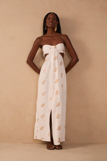 Off-White Shell Embroidered Maxi Dress