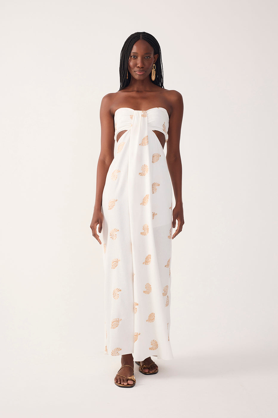 Off-White Shell Embroidered Maxi Dress