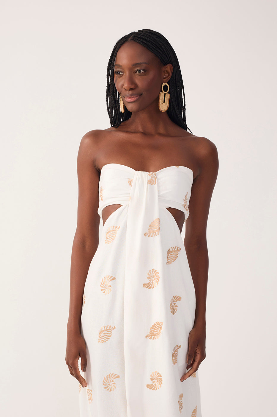 Off-White Shell Embroidered Maxi Dress