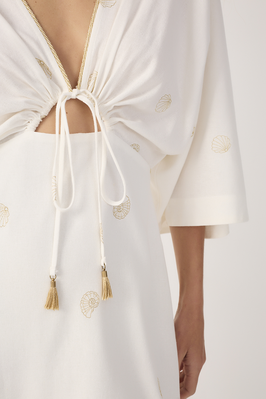 Off-White Shell Embroidered Mini Dress