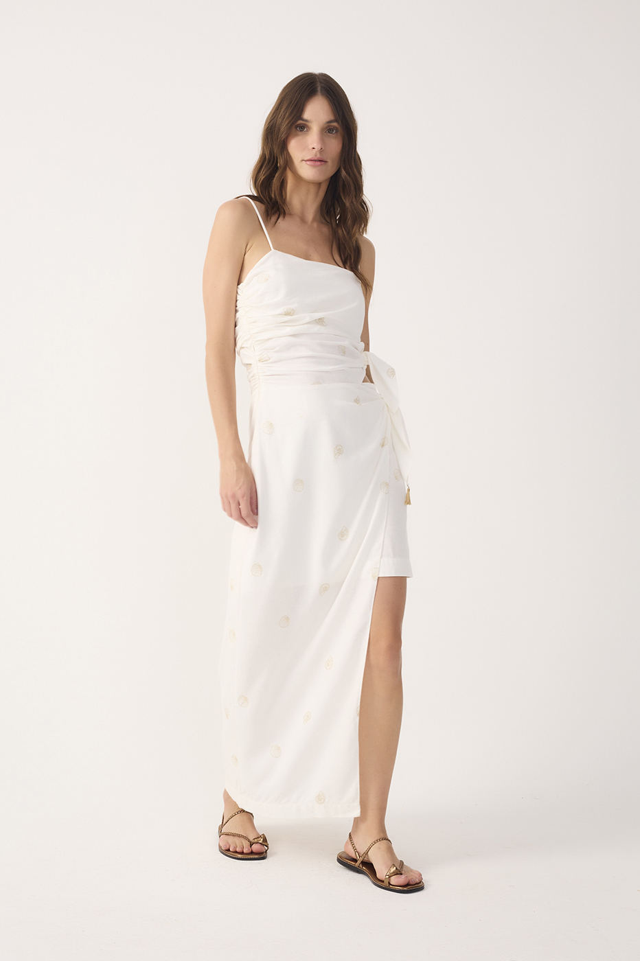 Off-White Shell Embroidered Midi Dress
