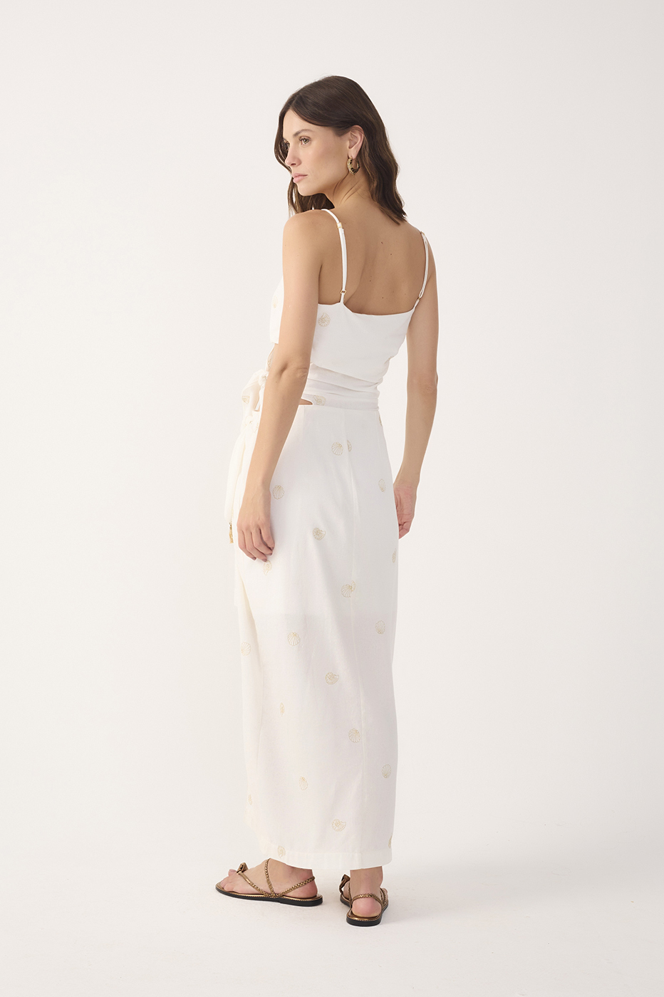 Off-White Shell Embroidered Midi Dress