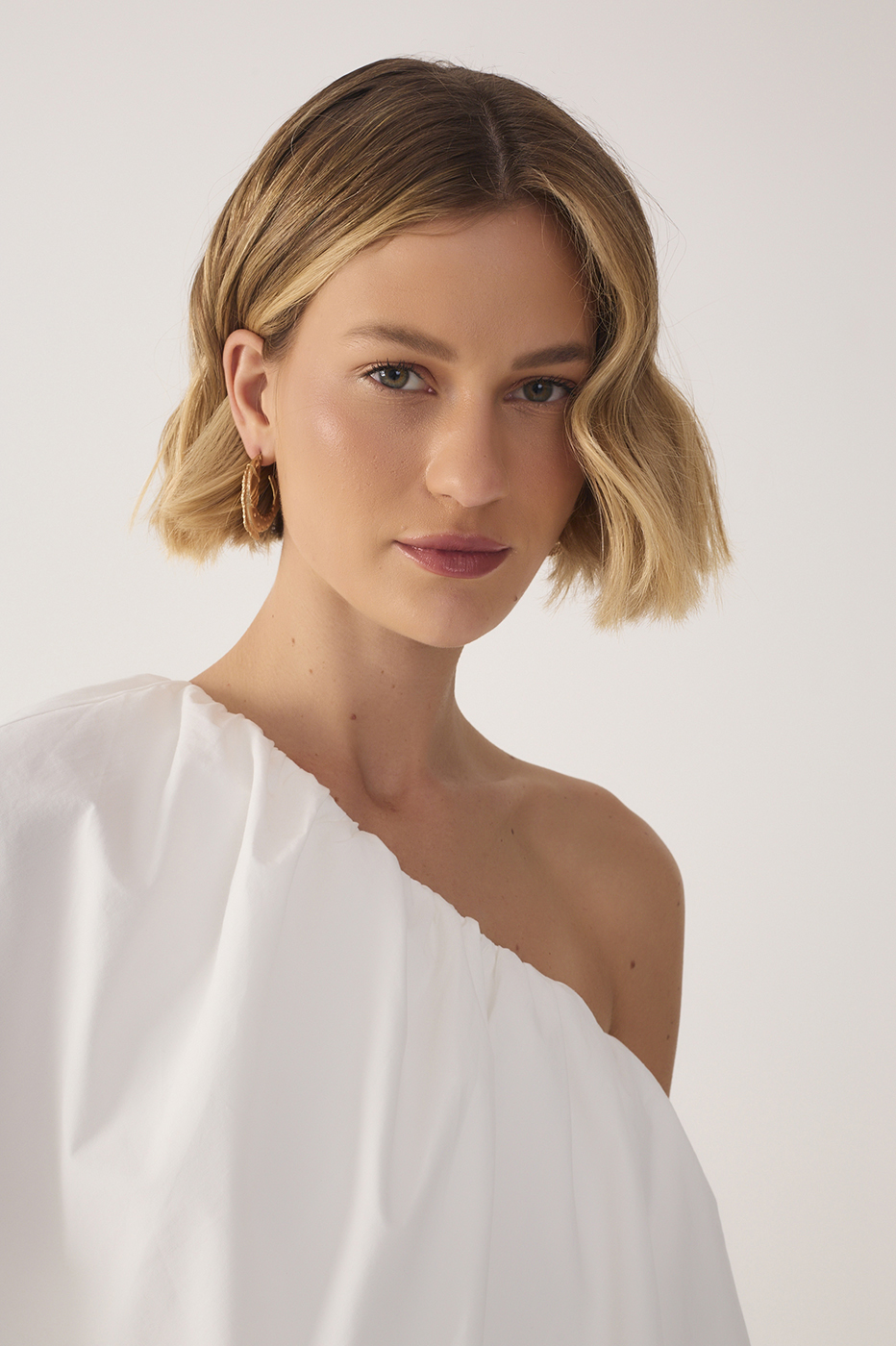 Off-White Ruffle One-Shoulder Mini Dress