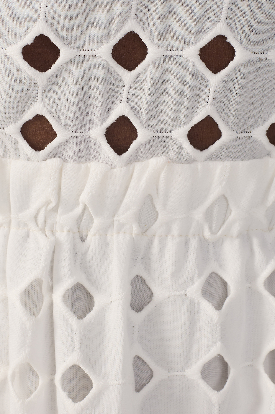 Off-White Eyelet Smocked Midi Dress