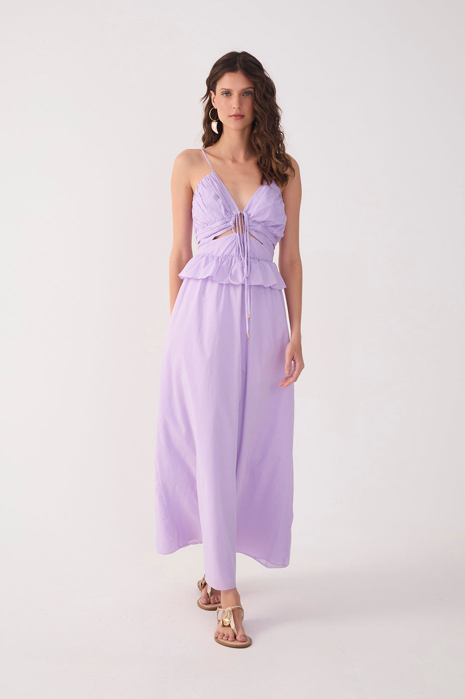Lilac Ruffled Waist Maxi Dress