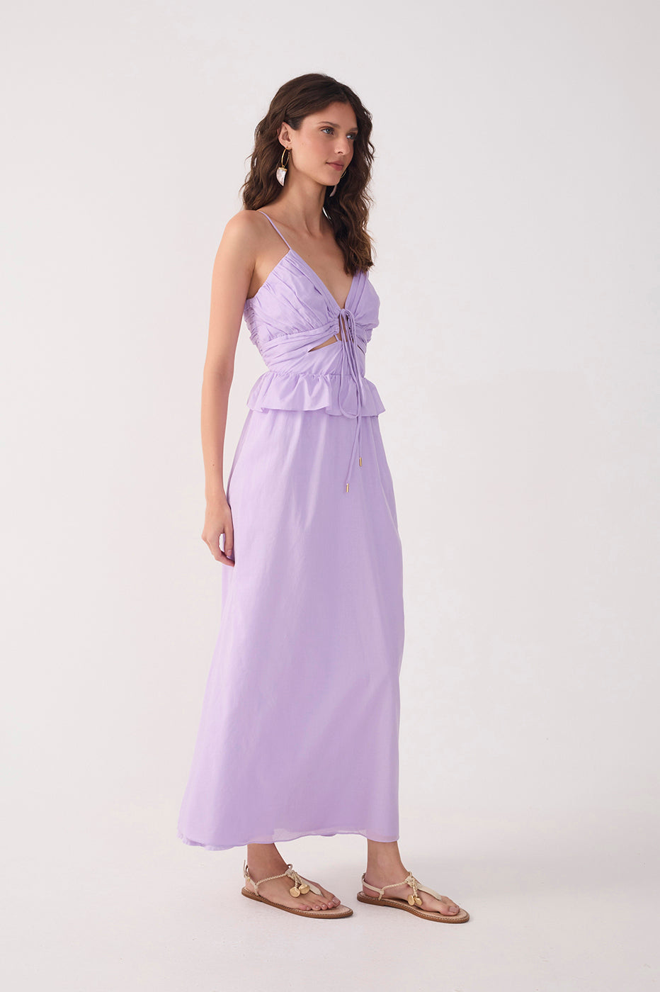 Lilac Ruffled Waist Maxi Dress