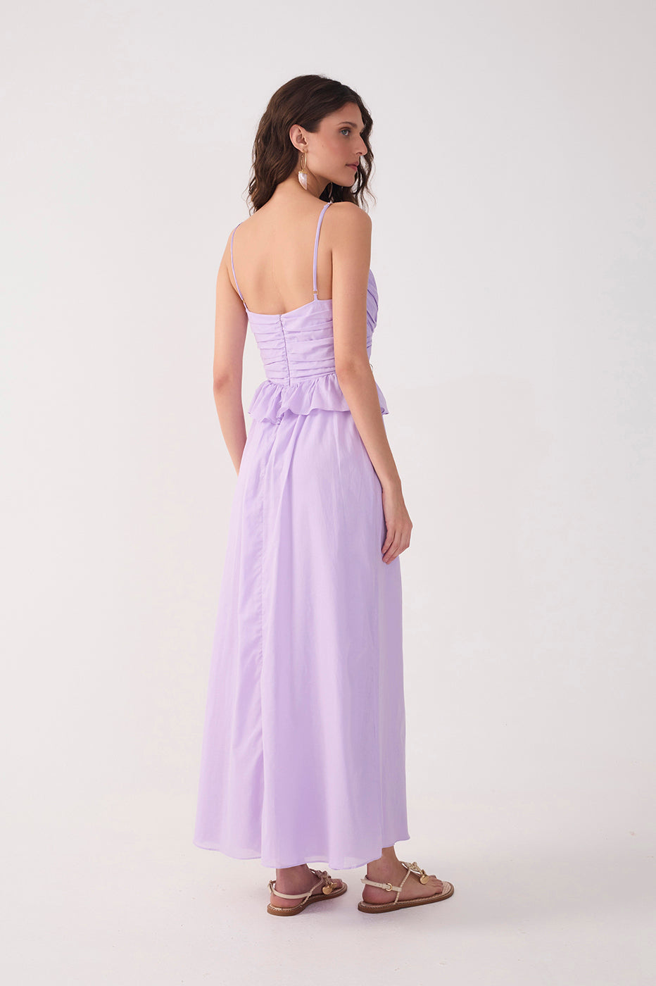 Lilac Ruffled Waist Maxi Dress