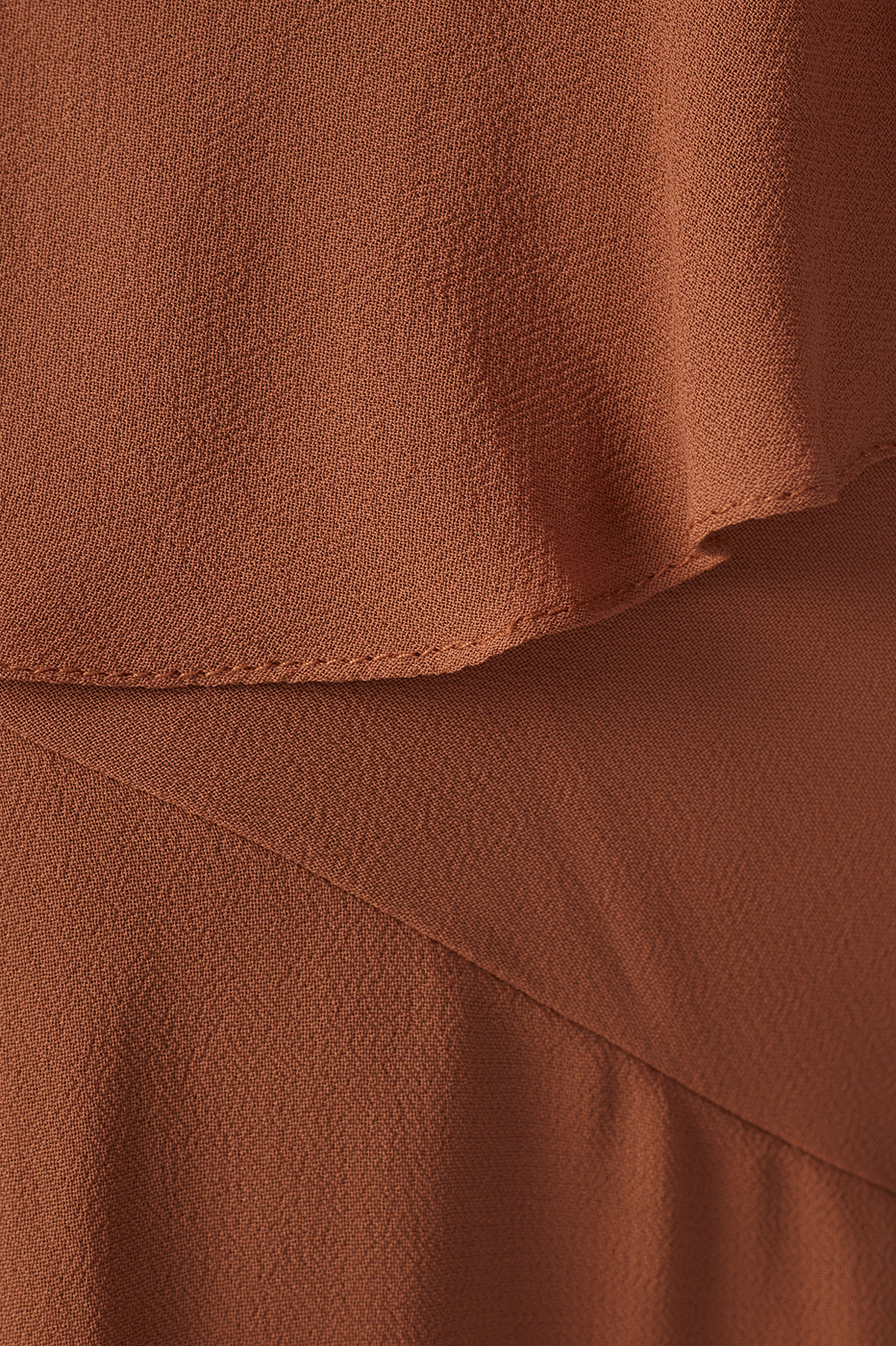 Brown Ruffled Asymmetric Midi Dress