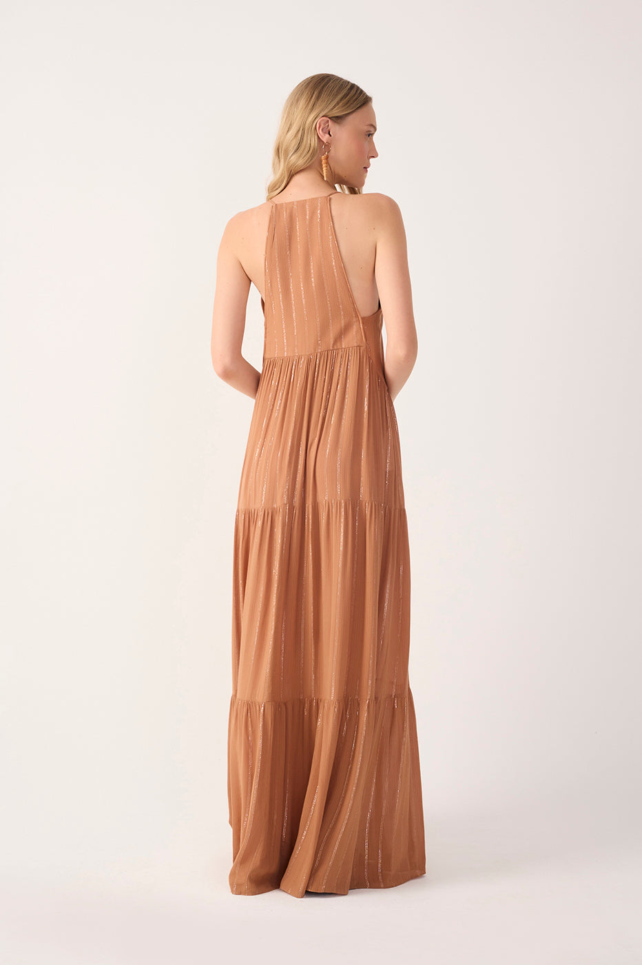Beige Coin Embroidered Maxi Dress