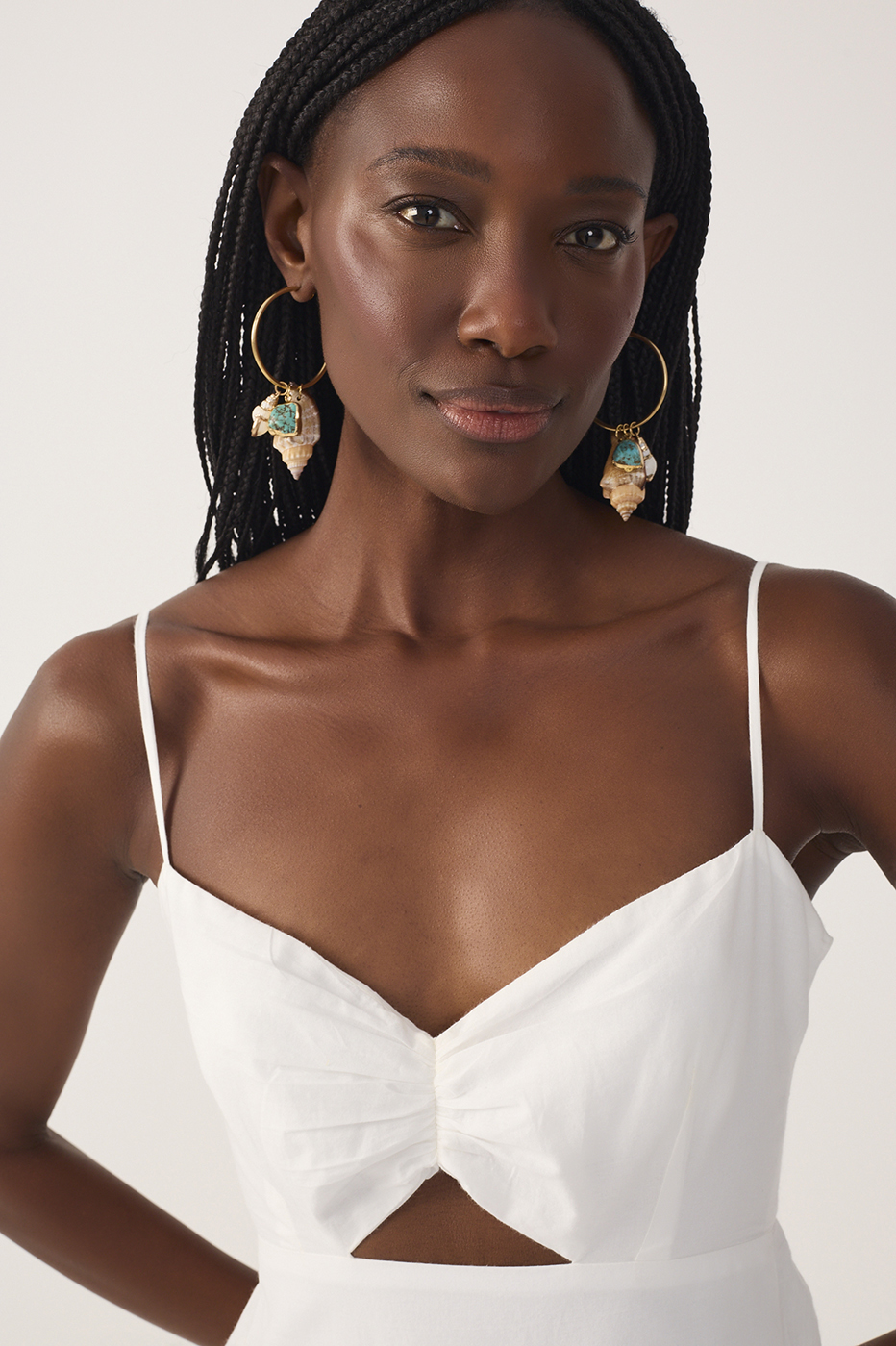 Off-White Ruffled Embroidered Midi Dress