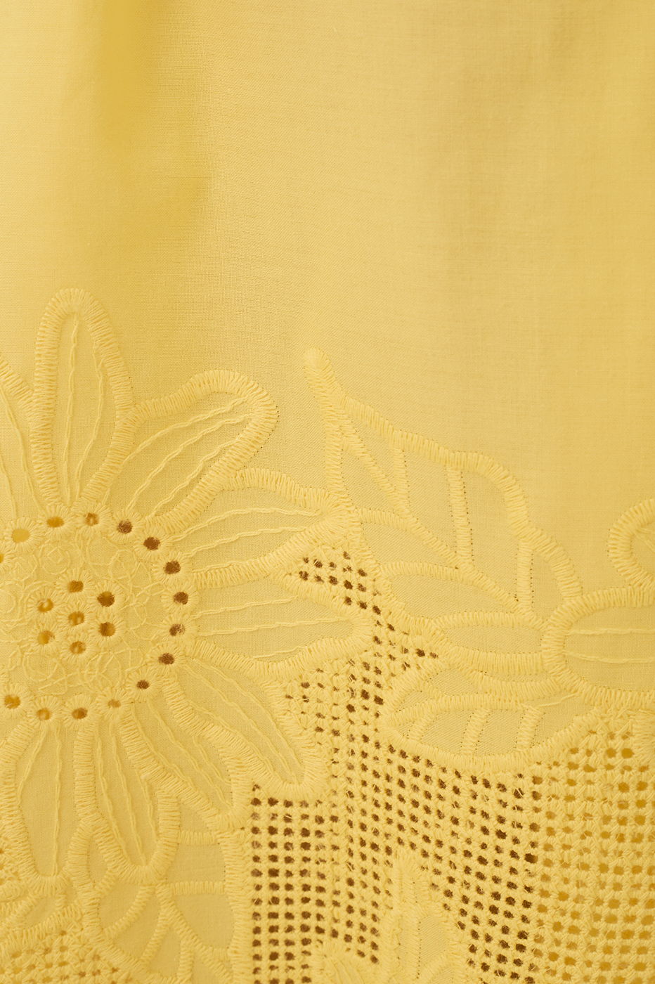 Yellow Ruffled Embroidered Midi Dress