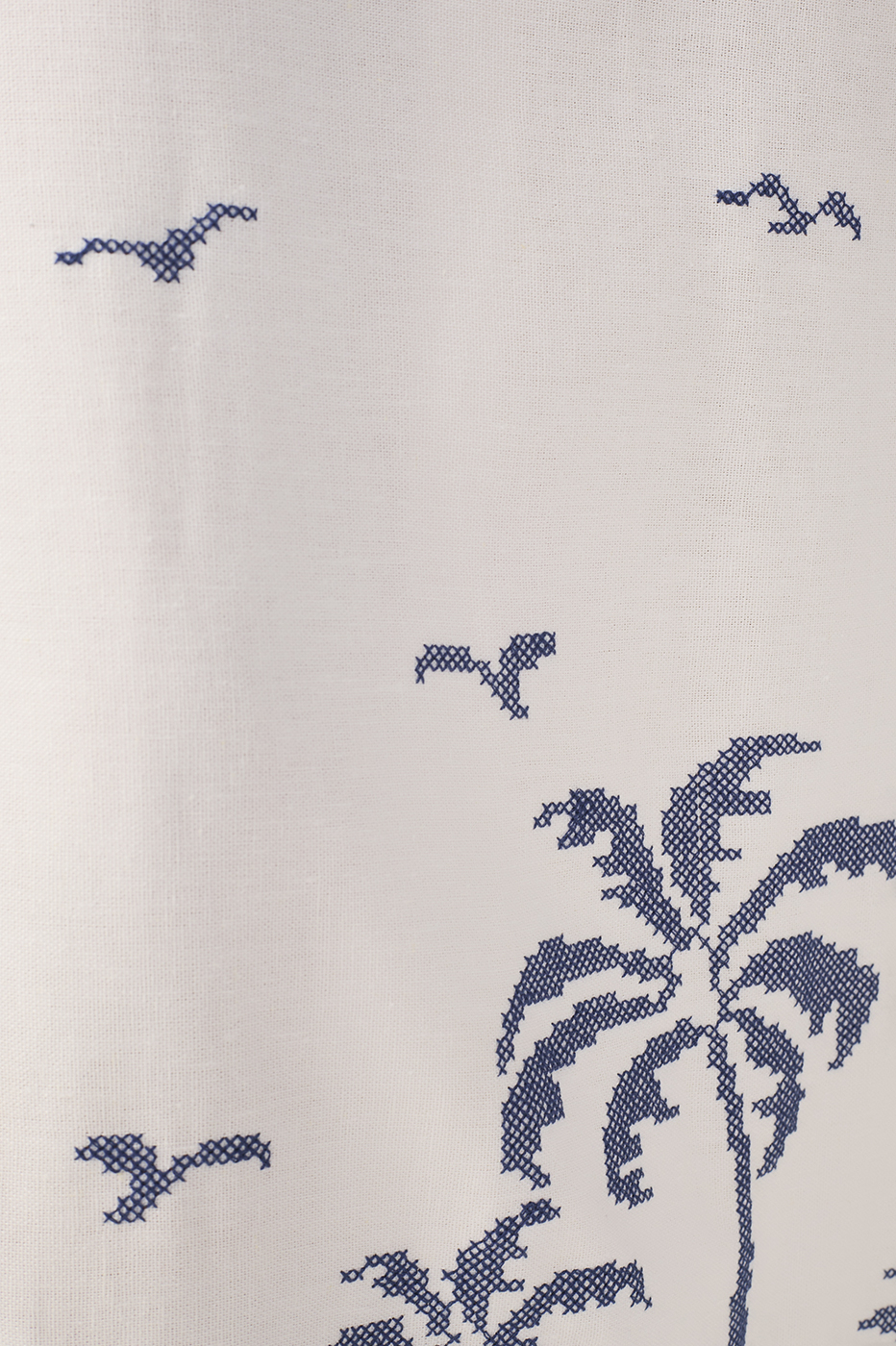 Off-White Embroidered Linen Maxi Dress