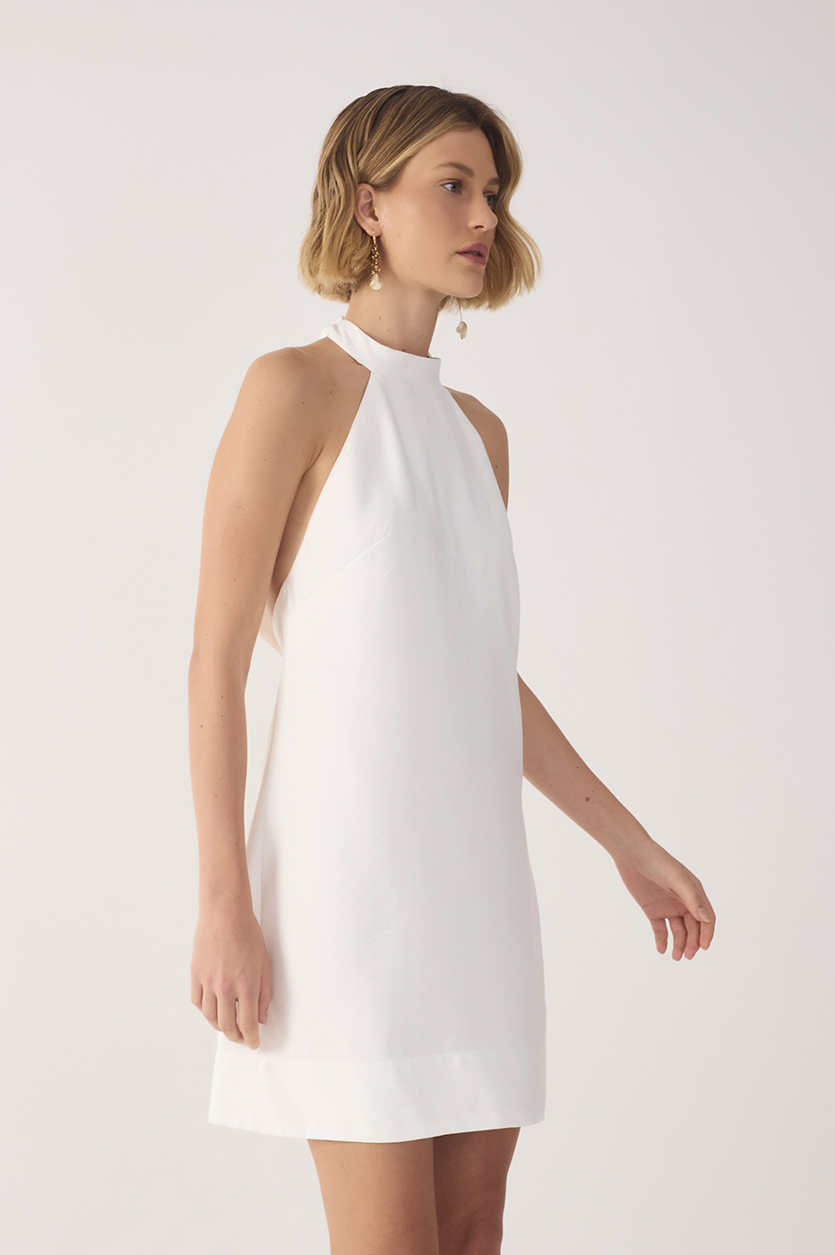 Off-White Halter Neck Mini Dress