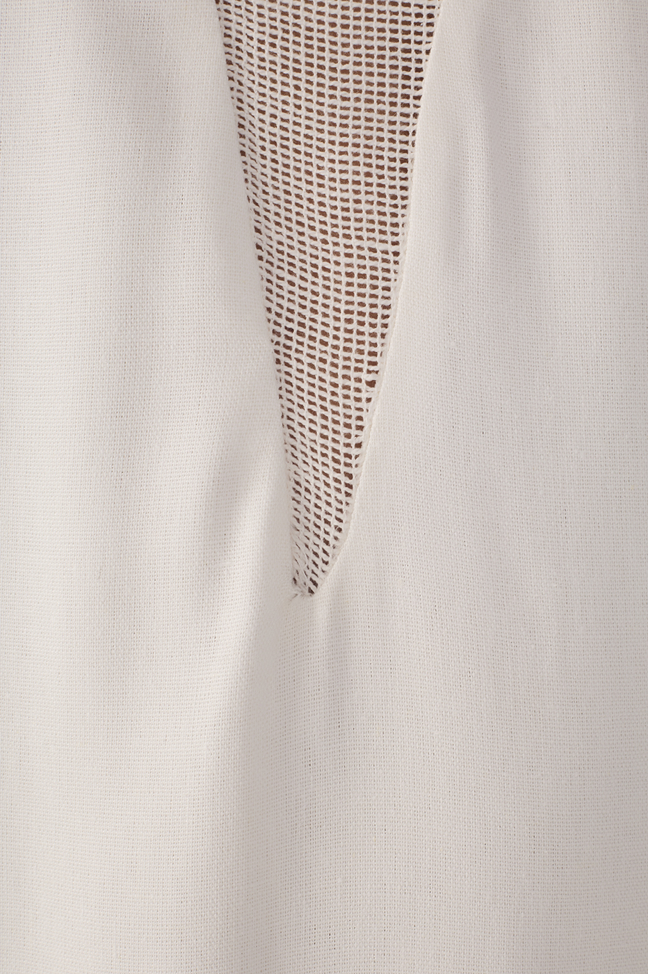 White Mesh Panel Linen Dress