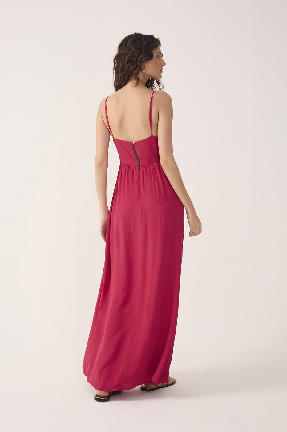 Pink Layered V Neck Maxi Dress