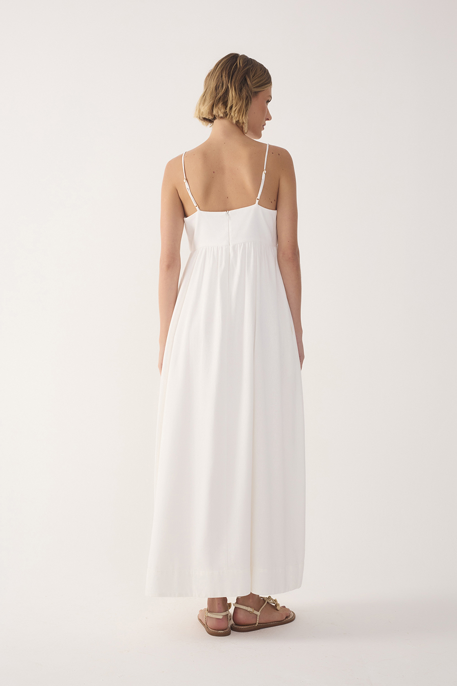 Off-White Embroidered Bust Midi Dress