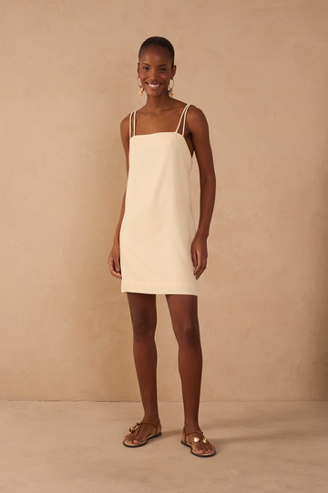 Beige Double Strap Mini Dress