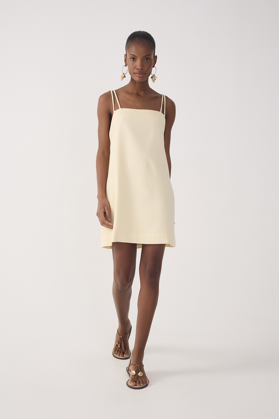 Beige Double Strap Mini Dress