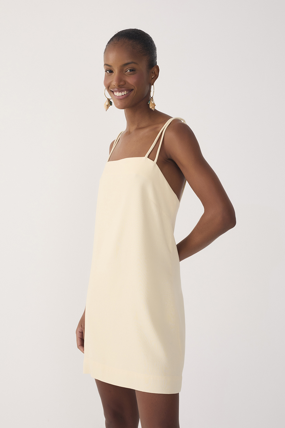 Beige Double Strap Mini Dress