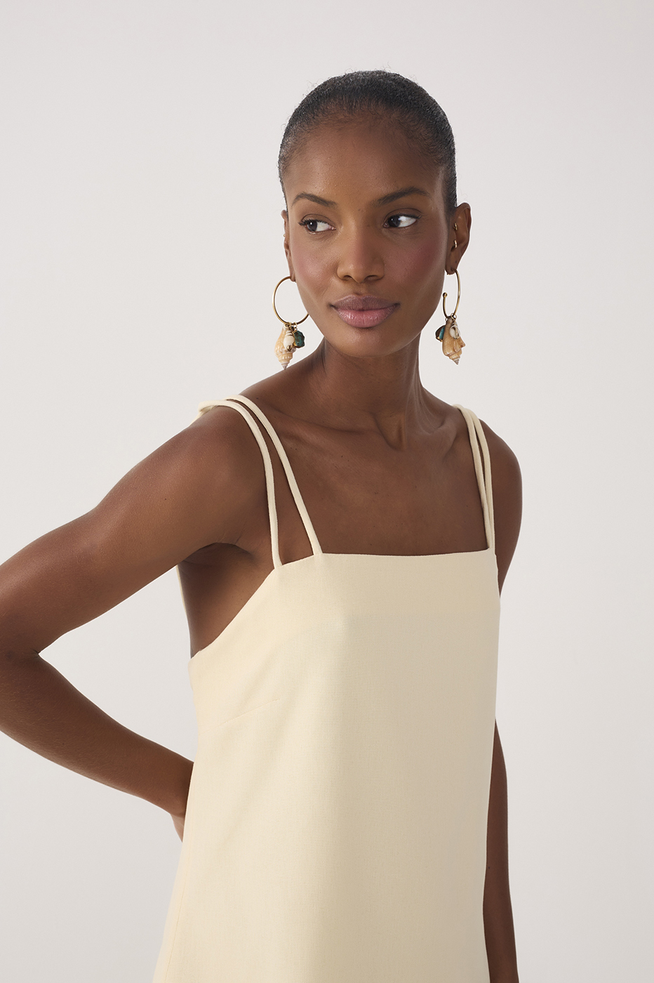 Beige Double Strap Mini Dress
